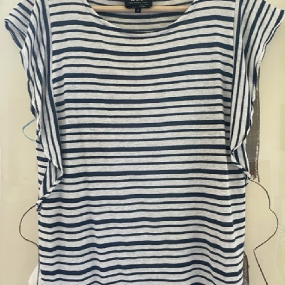 A.P.C blue and white striped knit tee